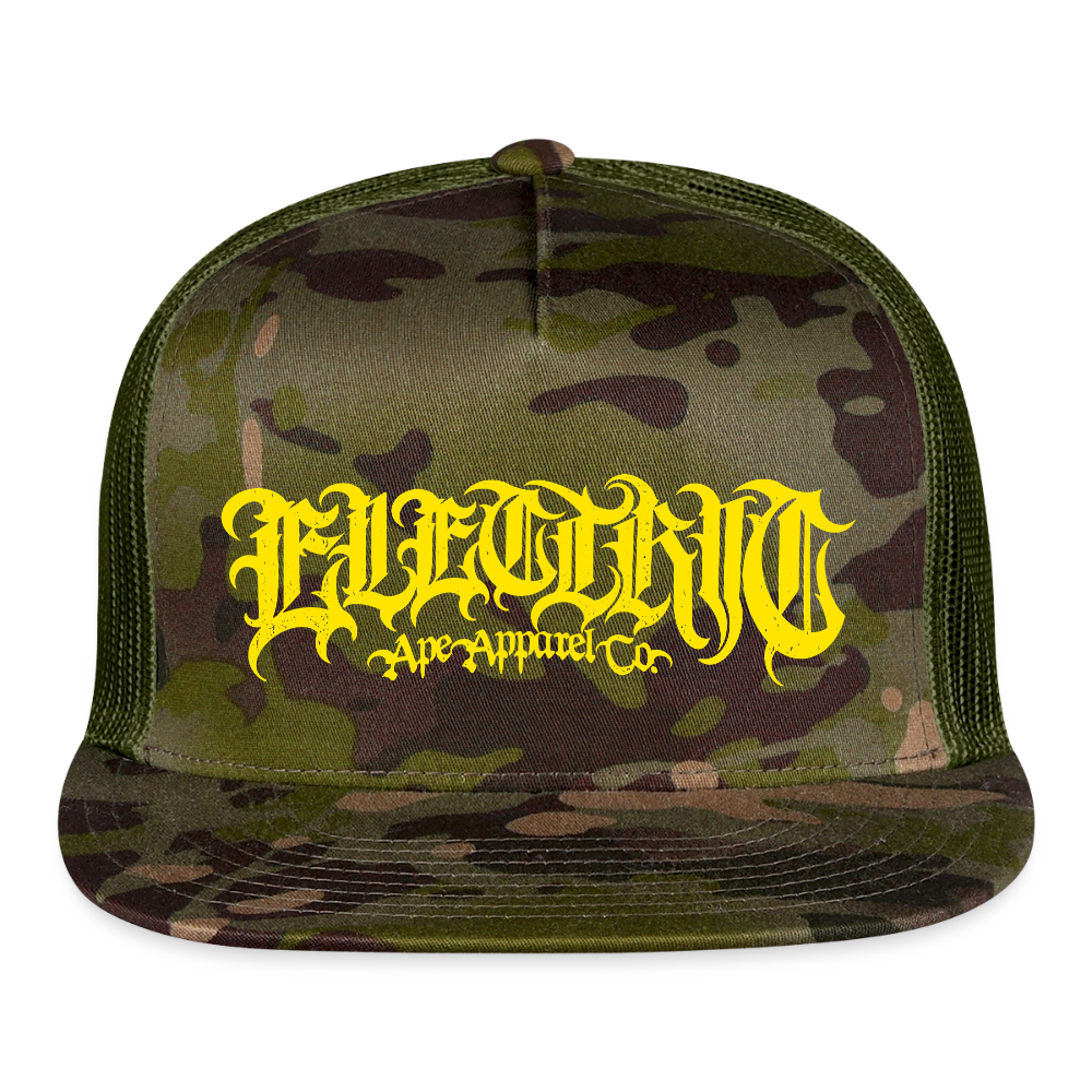 Yella Lettering Trucker Hat - MultiCam\green