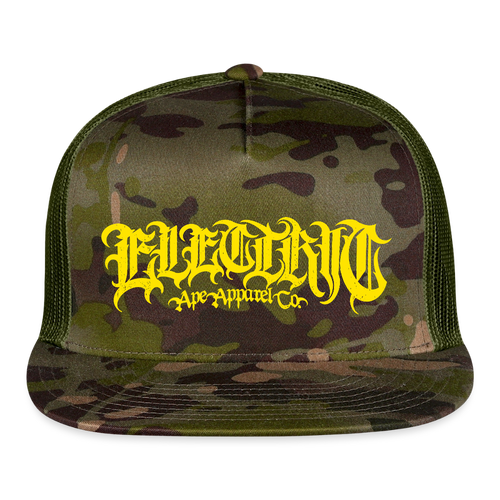 Yella Lettering Trucker Hat - MultiCam\green