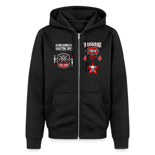 Red & Black Organic Zip Hoodie - black