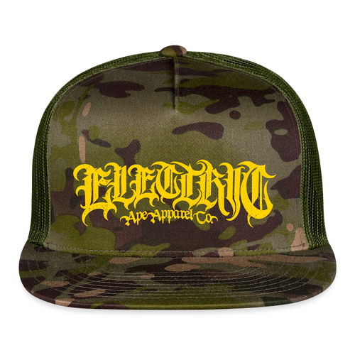 Yella Lettering Trucker Hat - MultiCam\green
